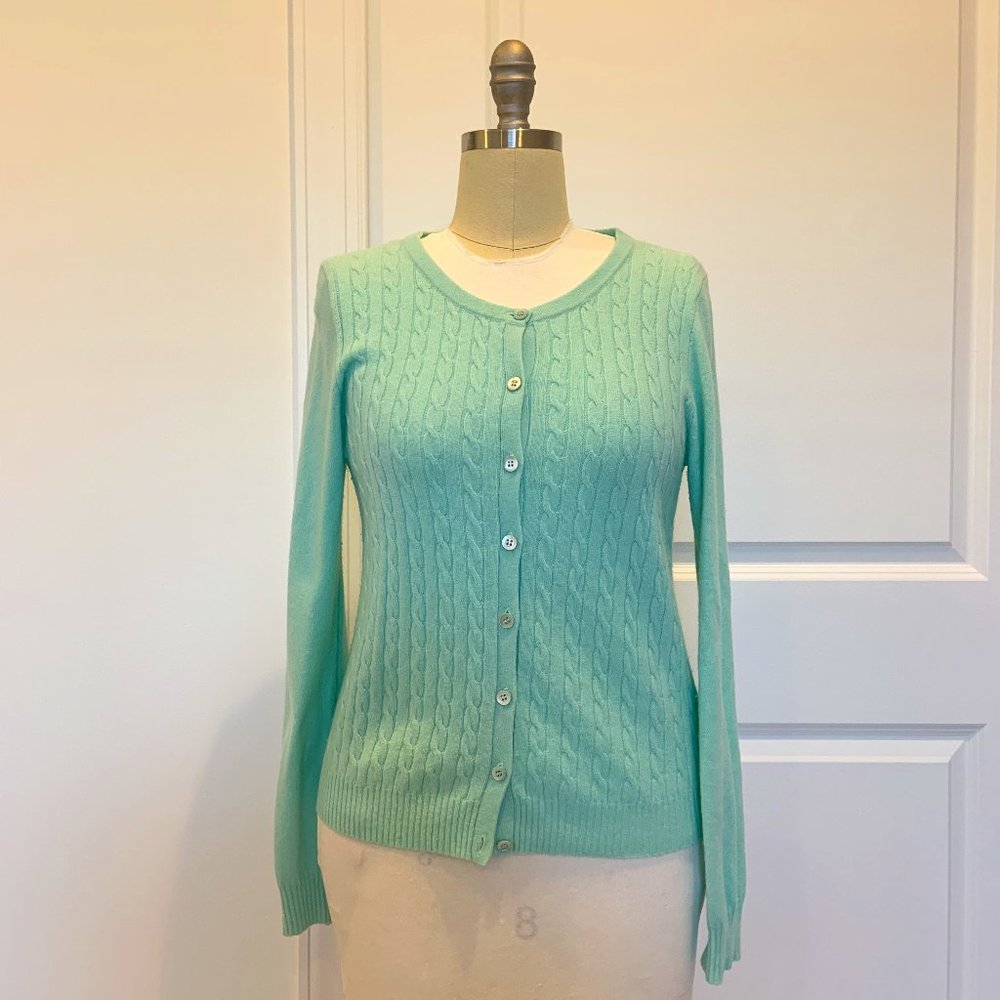 J. Crew Cardigan Mint Turquoise Green Cashmere Sweater M